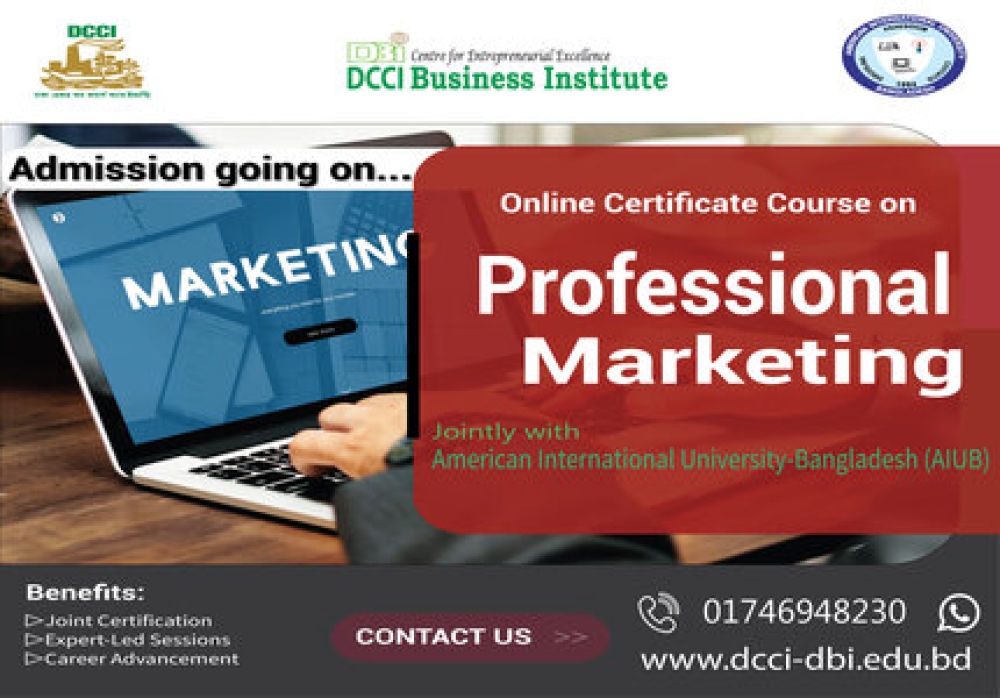 Admission is going on for the Online Certificate Course on ‘Professional Marketing’ jointly with American International University-Bangladesh (AIUB)